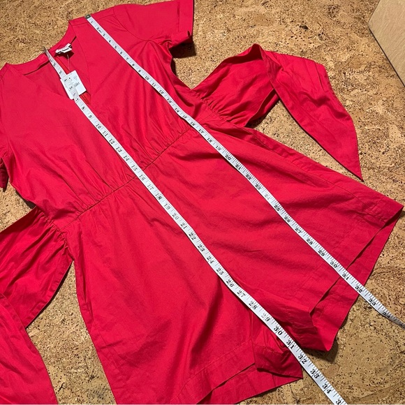 J. Crew Tie Front Cotton Romper In Red Poplin NWT Sz 2 - Picture 13 of 16